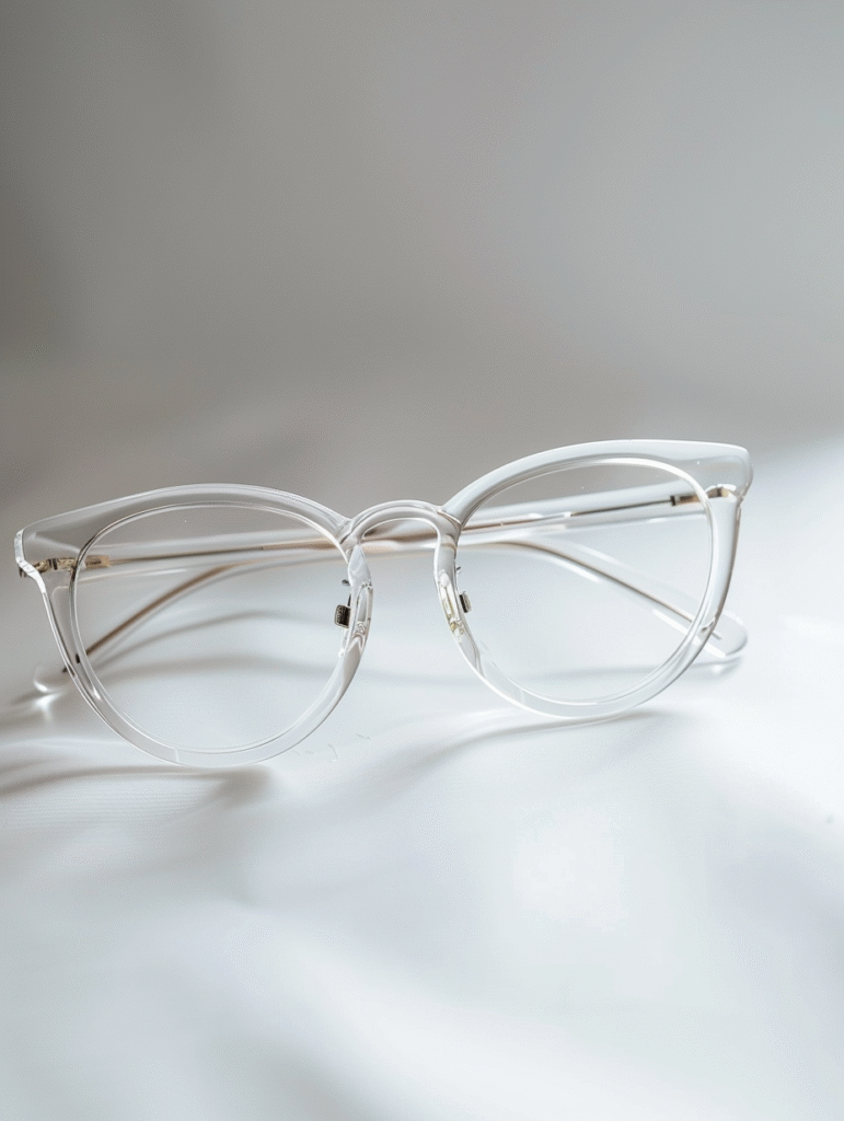 Gafas de acetato claro y diseño translúcido 2025